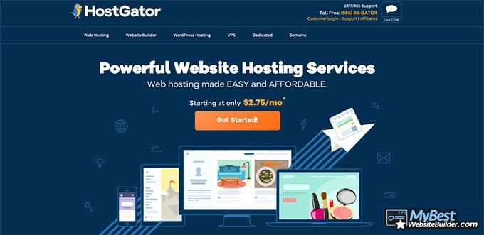 Ulasan Pembuat Situs Web HostGator: halaman depan situs web.